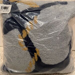 NWT PHI Light Blue and Navy Hopk Throw Pillow with Gold Accents 16 x 16